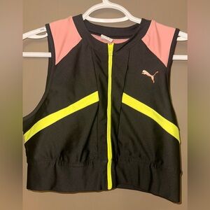Puma Black and Pink Zip-Up Sports Top